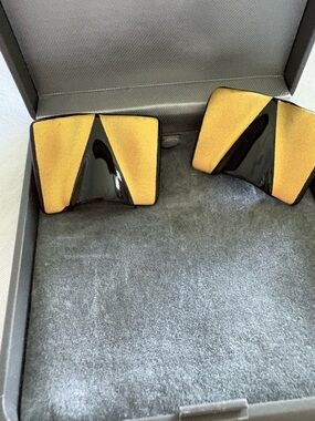 Rosenthal Studio Linie Germany Vintage Black and Gold Enamel Geometric Earings